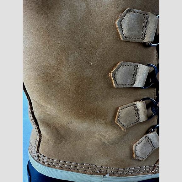 Sorel Caribou Winter Snow Boots Womens 8.5 Waterproof Leather Insulated Tan Buff - Picture 8 of 11